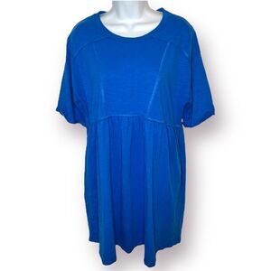 NouveauMonde Women's Cotton Casual Tshirt Royal Blue Dress Mini Tiered S